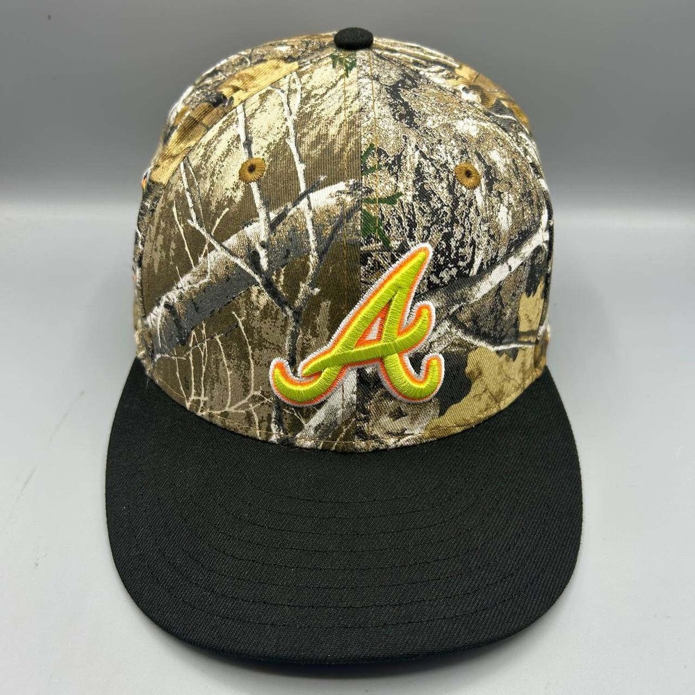 Atlanta Braves MLB Hat Men 7 3/4 Realtree Camo 59Fifty New Era Fitted Cap
